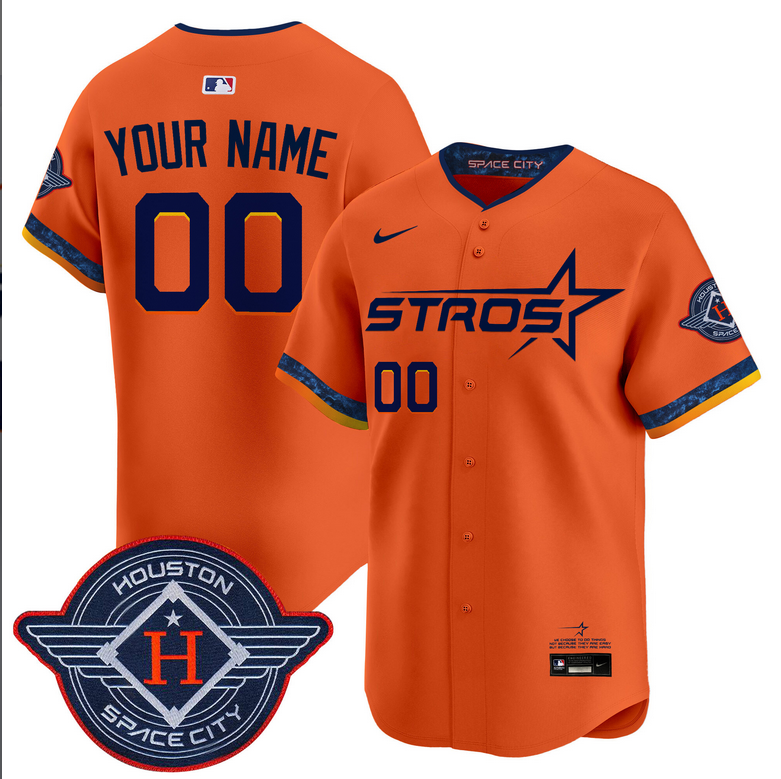 Youth Houston Astros 2025 City Connect Vapor orange Limited Custom Stitched Jersey